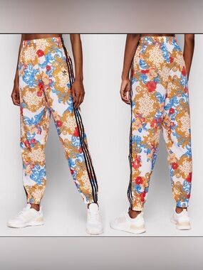 Adidas x HER Studio London track pants striped floral baggy drawstring SMALL